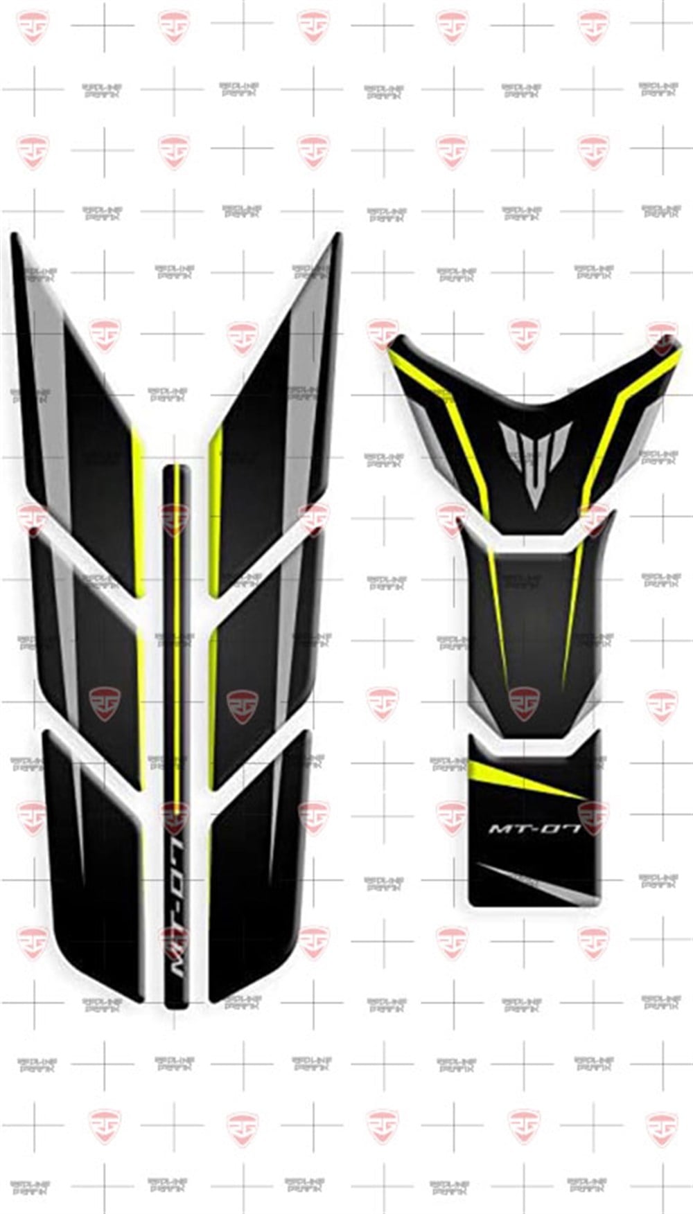 Yamaha MT 07 sarı gri tank pad set 2017-2020 model 