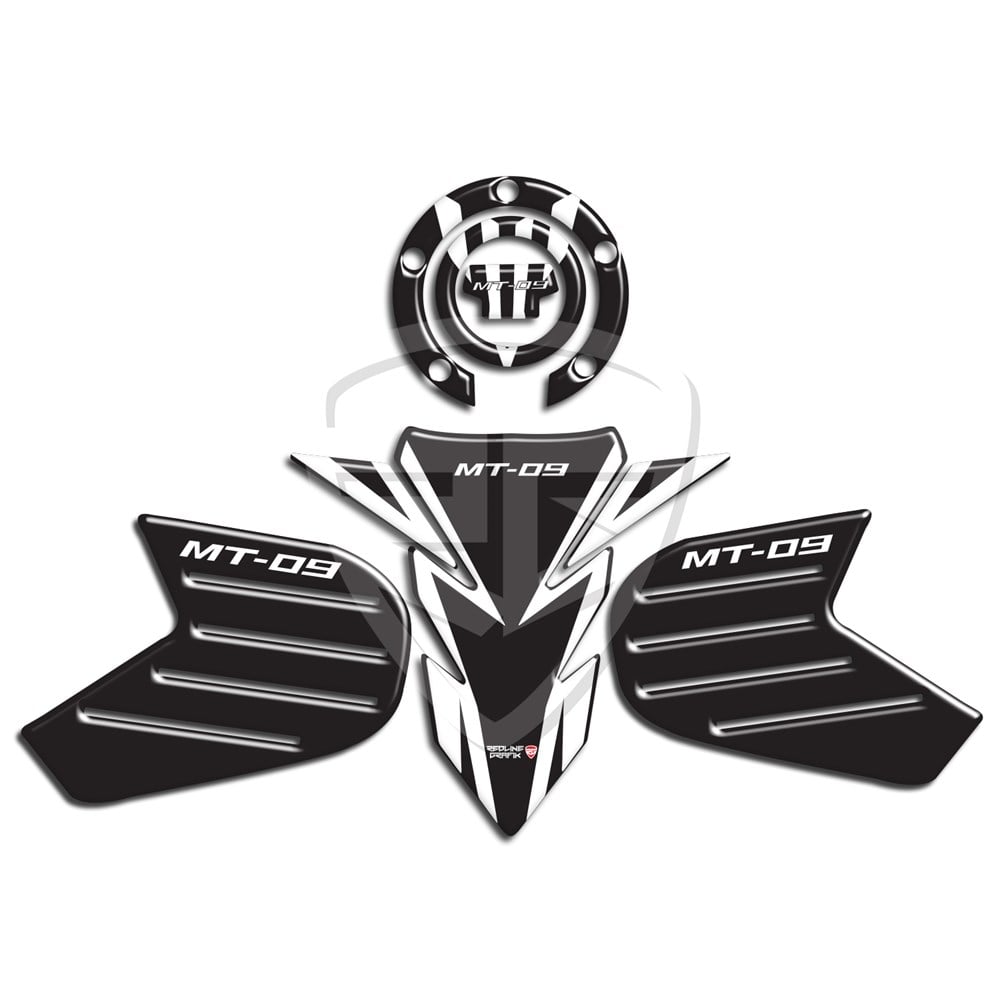 Yamaha MT 09 Tank Pad Depo Kapak Pad Yan Pad Komple Set Beyaz Siyah