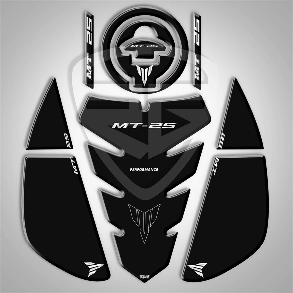 YAMAHA MT-25 2020-2021 3'LÜ SET TANK PAD DEPO PAD YAN PAD SİYAH