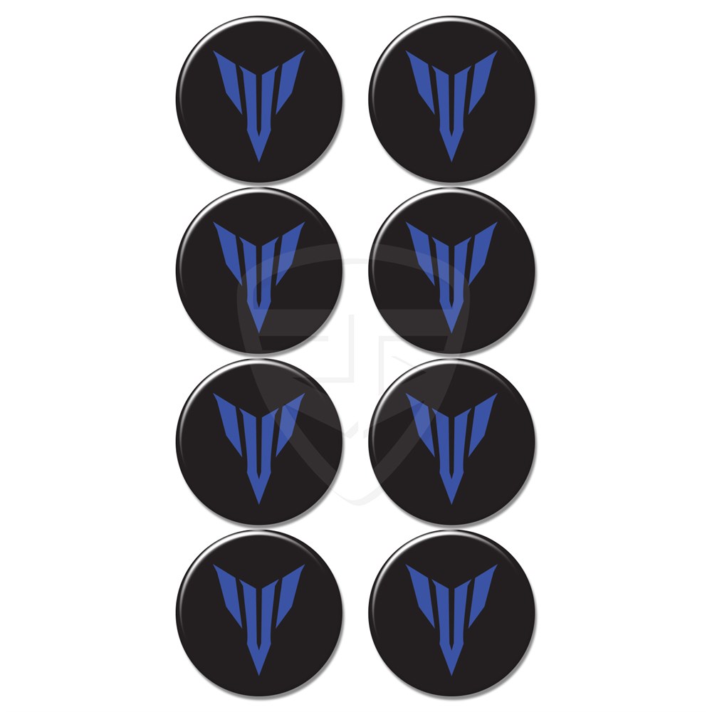 Yamaha MT Logo 8'li Koruma Takozu 3D Sticker Etiket Siyah Mavi