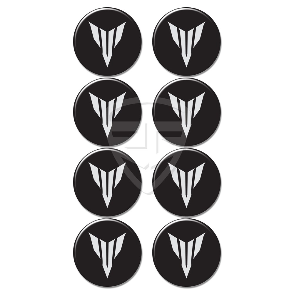 Yamaha MT Logo 8'li Koruma Takozu 3D Sticker Etiket Siyah Gümüş