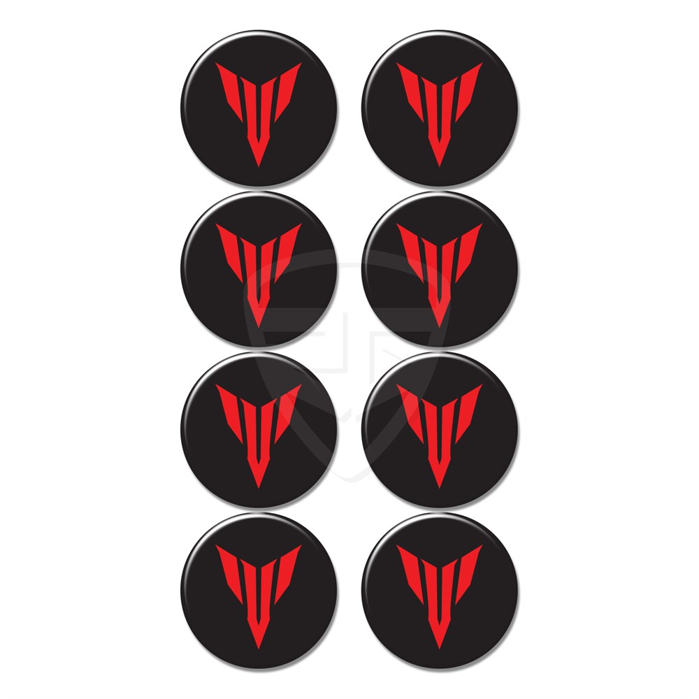 Yamaha MT Logo 8'li Koruma Takozu 3D Sticker Etiket Siyah Kırmızı