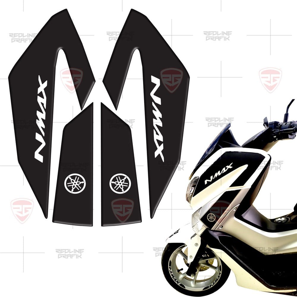 Yamaha NMax Kafa Grenaj Koruma Sticker seti Beyaz Siyah