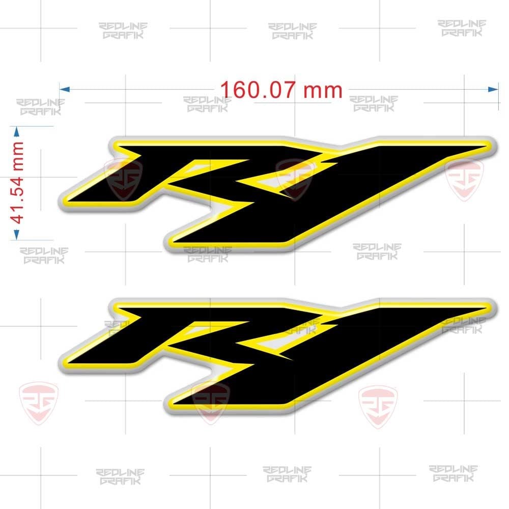 Yamaha R1 Sticker Siyah Sarı Kabartmalı  2 Adet Ücretsiz Kargo