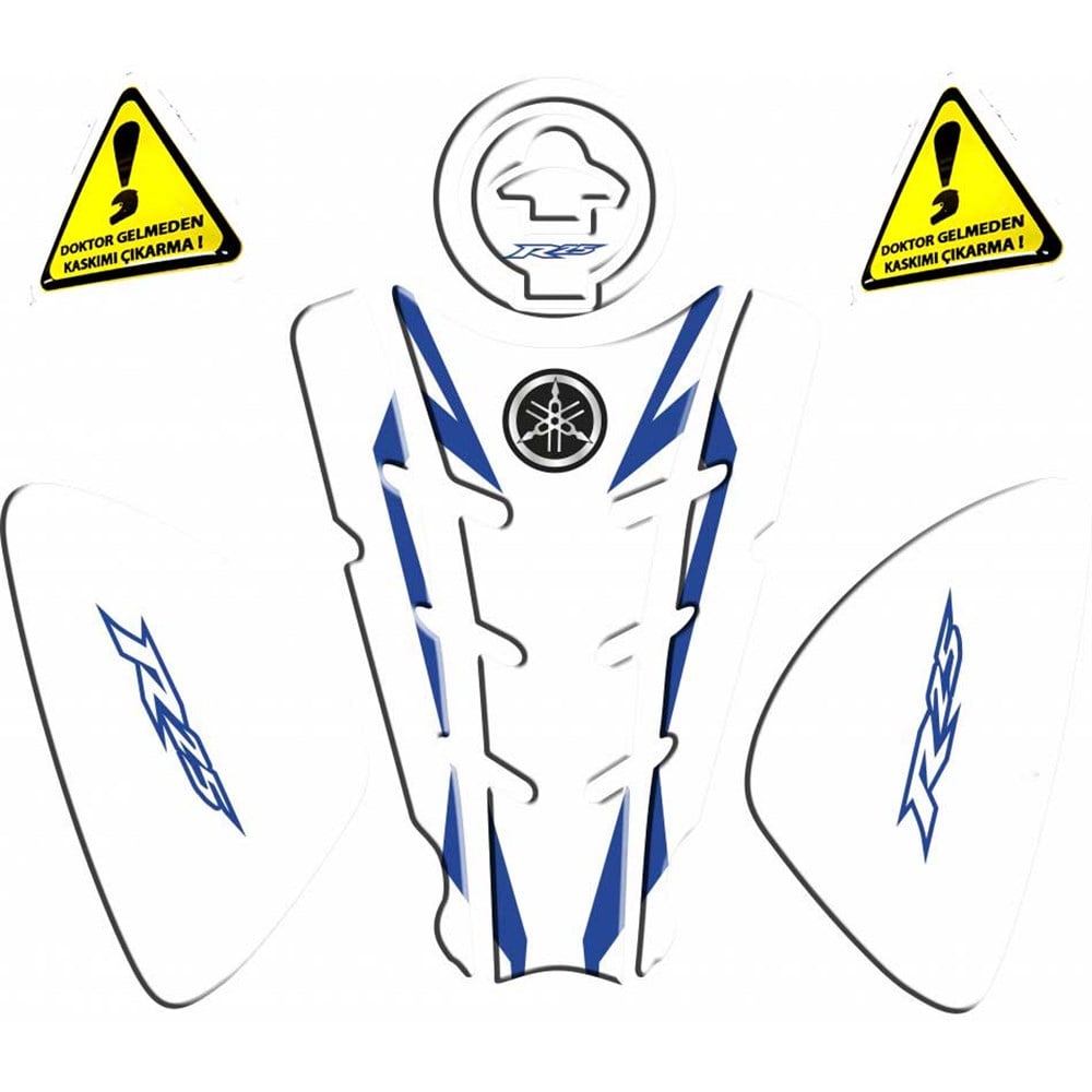YAMAHA R25 TANK PAD SET DEPO KAPAĞI VE YAN PAD MAVİ - BEYAZ