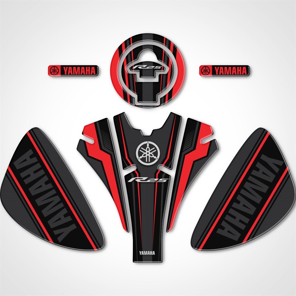 Yamaha R25 Tank Pad Set Kırmızı-Siyah