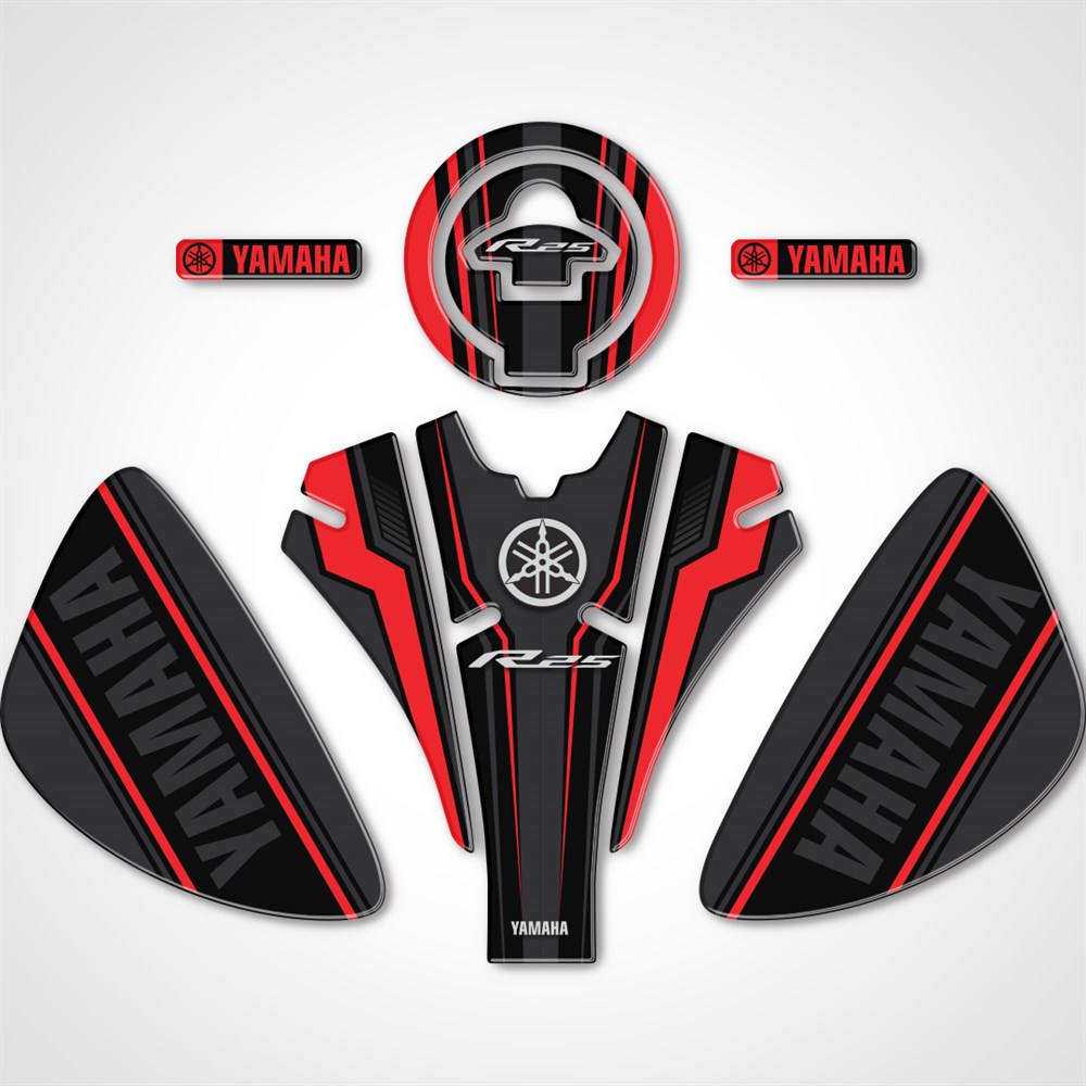 Yamaha R25 Tank Pad Set Kırmızı-Siyah