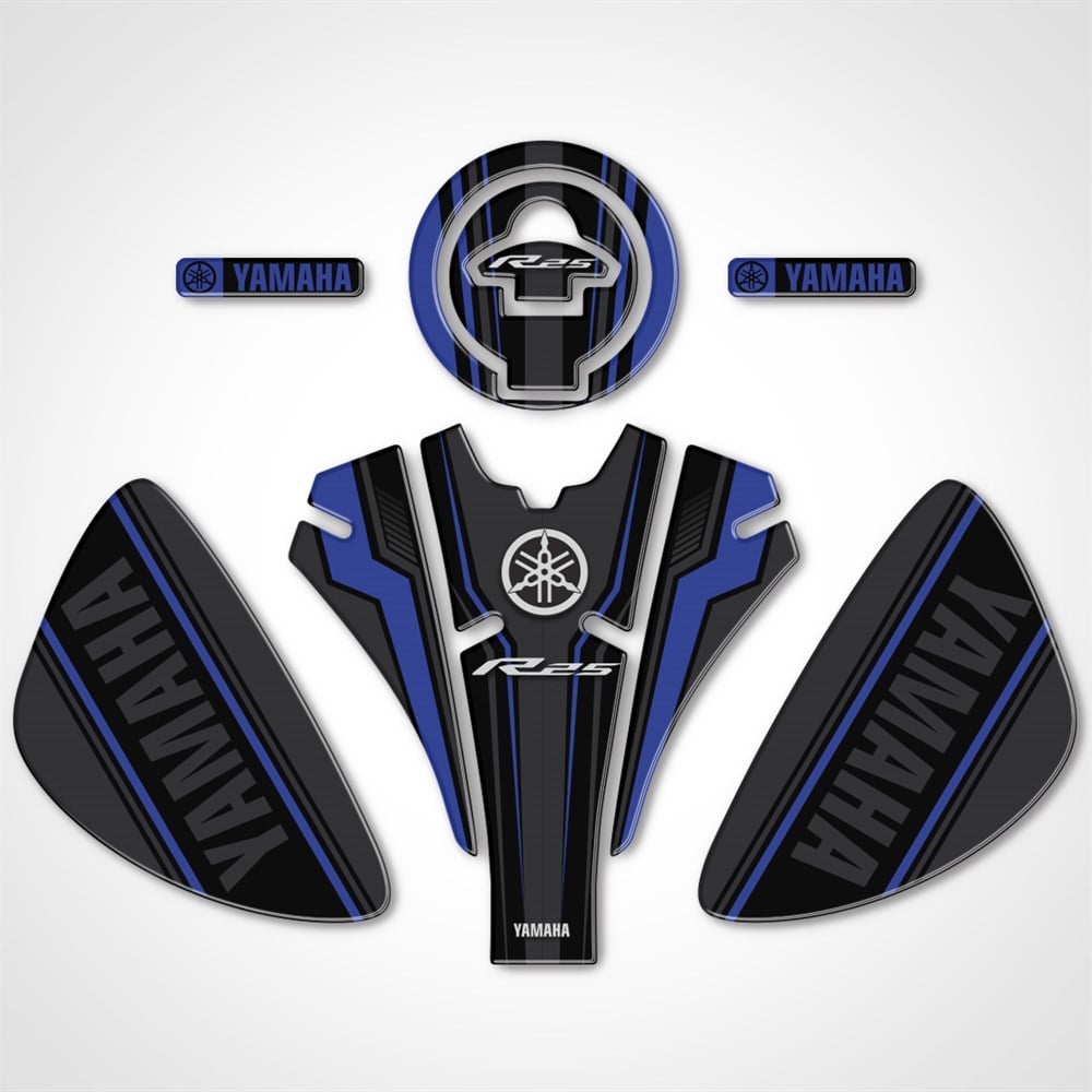 Yamaha R25 Tank Pad Set Mavi-Siyah