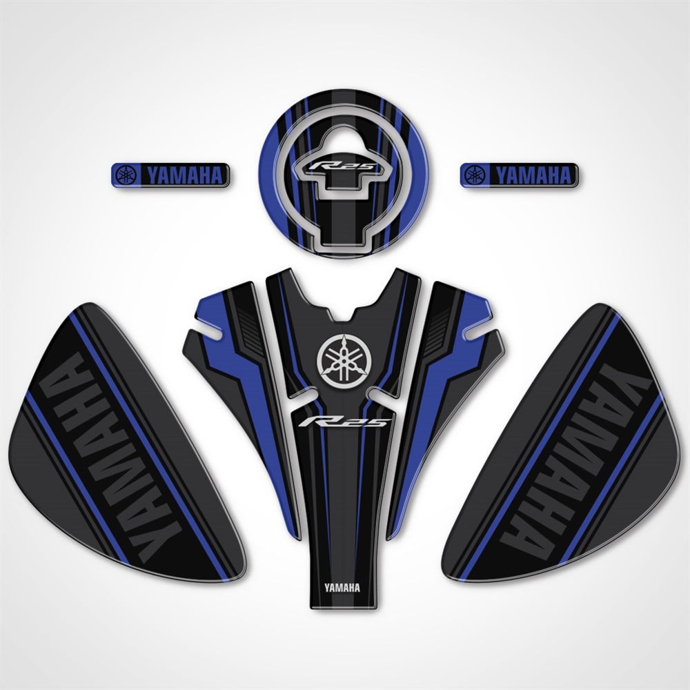 Yamaha R25 Tank Pad Set Mavi-Siyah