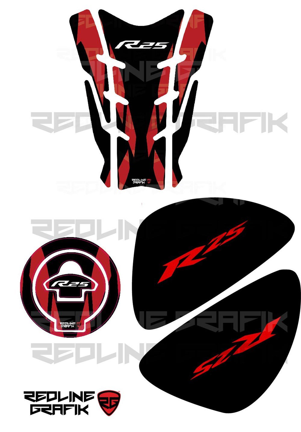 Yamaha R25 Tank Pad Seti Kırmızı