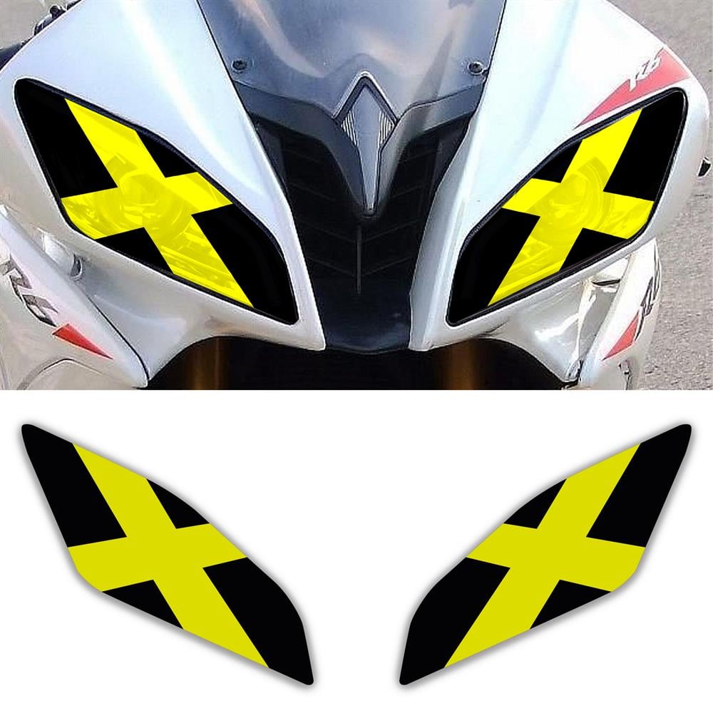 Yamaha R6 Siyah Neon Sarı X Far Sticker Far Gözü Far Filesi R 6