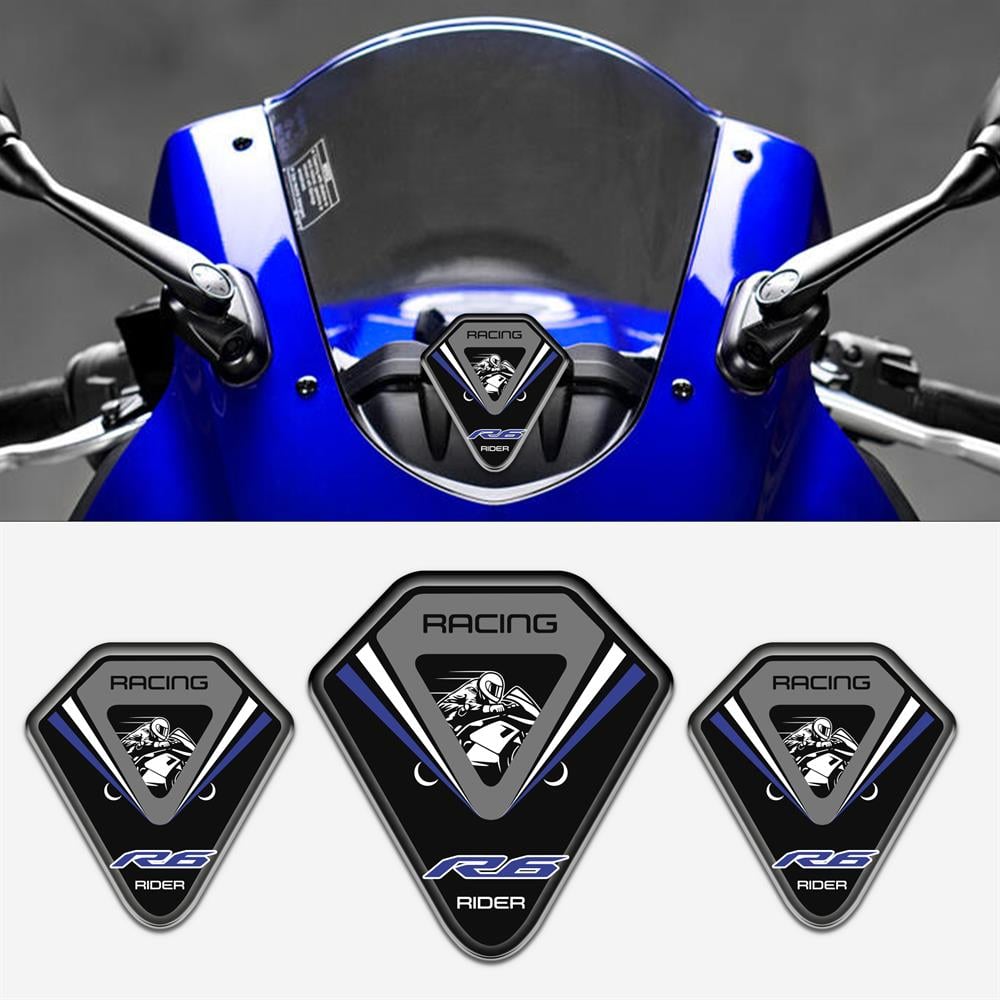 Yamaha R6 Üçlü Siyah Mavi 3D sticker 