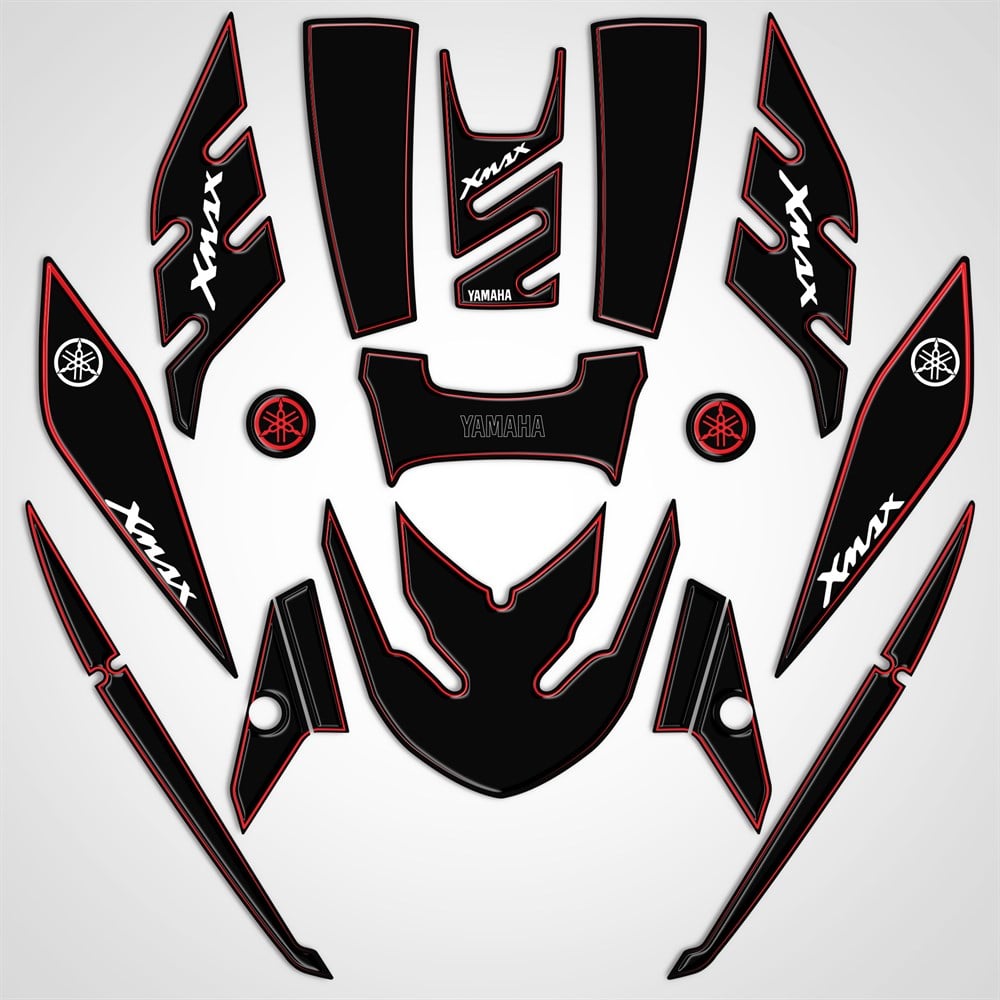 Yamaha Xmax 2014-2017 Full Body kit Sticker Pad Siyah Kırmızı
