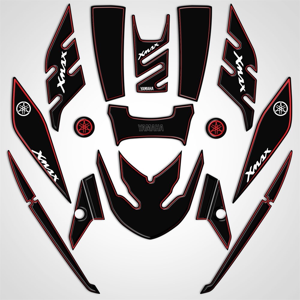 Yamaha Xmax 2014-2017 Full Body kit Sticker Pad Siyah Kırmızı