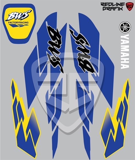 YAMAHA BWS ORJİNAL ETİKET STİCKER SETİ KOMPLE REDLİNE GRAFİK MAVİ-SARI