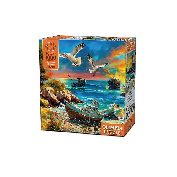 1000 Parça Puzzle, KS GAMES, Lighthouse at Sunset Olimpia Puzzle 1000 Parça 15002