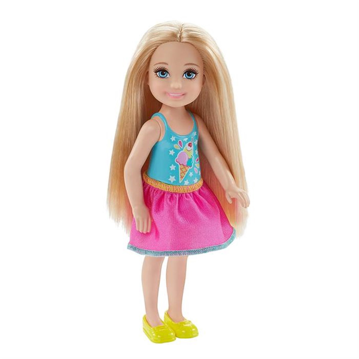 Barbie Aksesuarlı Chelsea Bebekler Sarışın Dondurma Desenli DWJ33-DWJ27