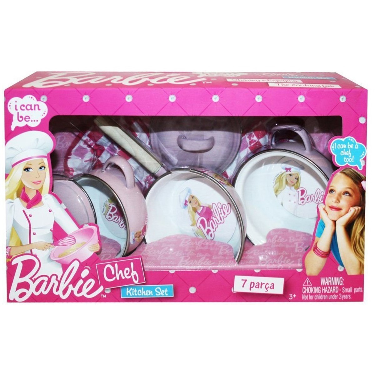 Barbie Şef 7 Parça Emaye Oyuncak Tencere Seti CH20307EM BB