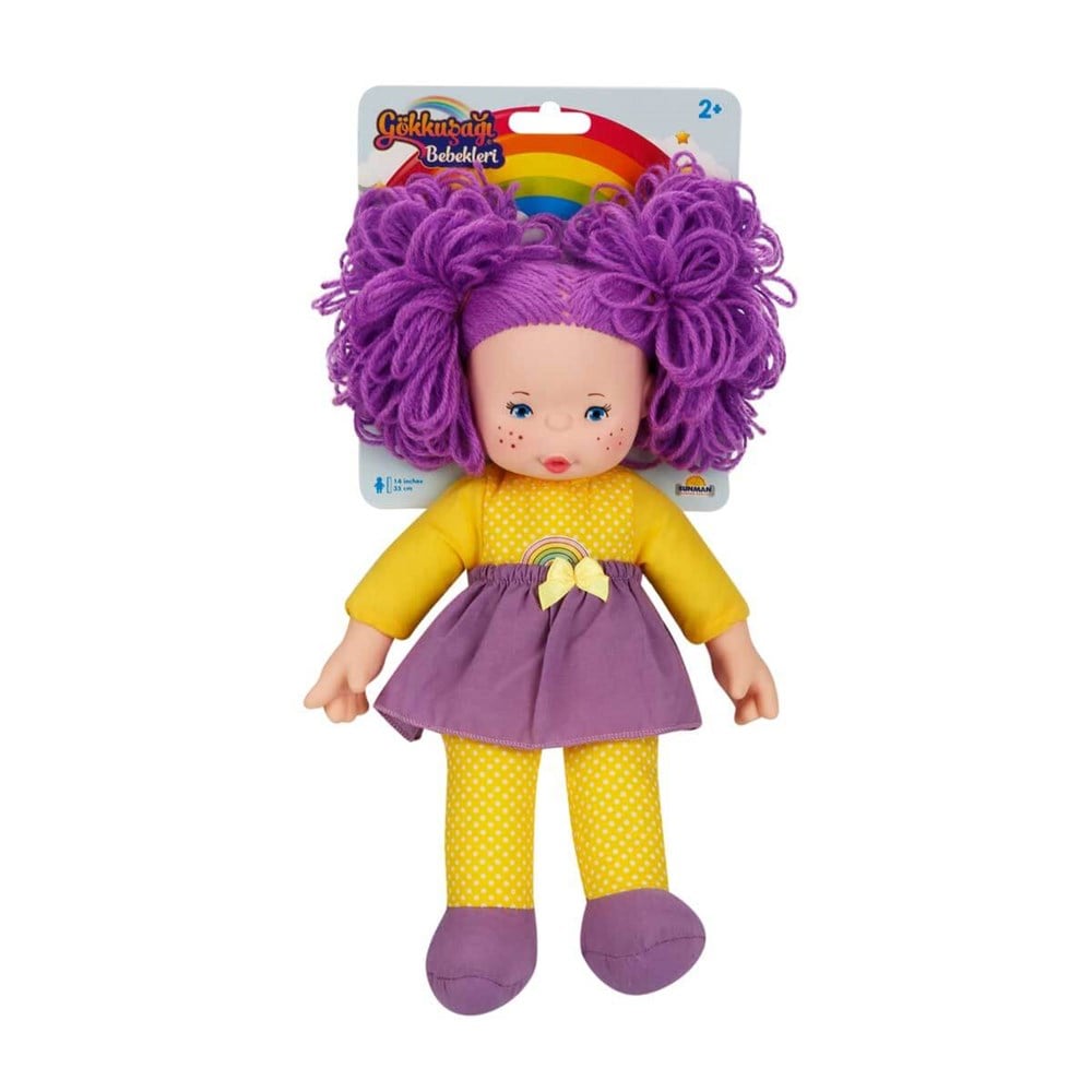 Bez Bebekler, Sunman, Gökkuşağı Bebekleri Dolgu Bebek 35cm 23457 Mor Saçlı