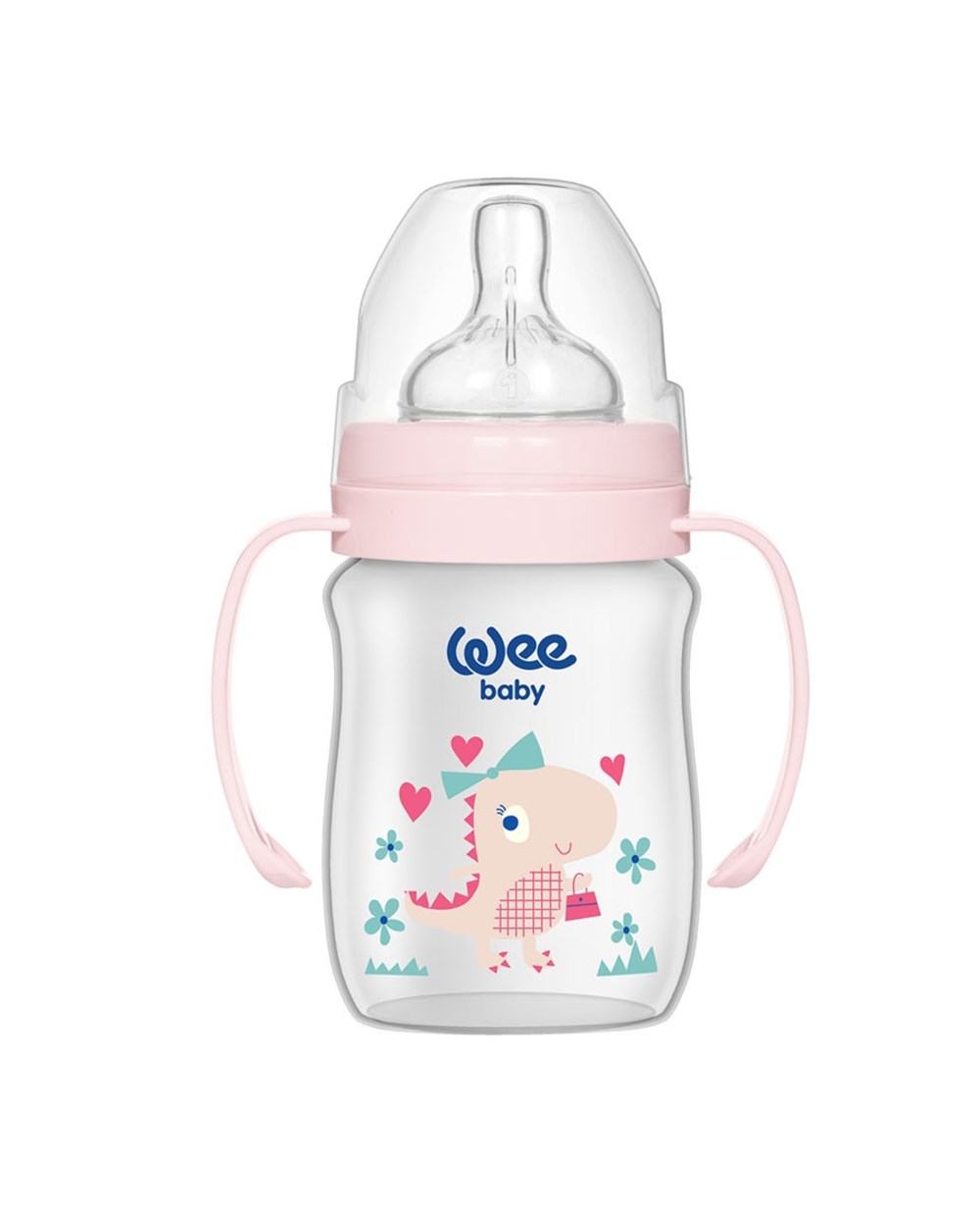 Biberon, WEE BABY, Wee Baby Klasik Plus Geniş Ağızlı Kulplu PP Biberon 150 ml 137 Pembe