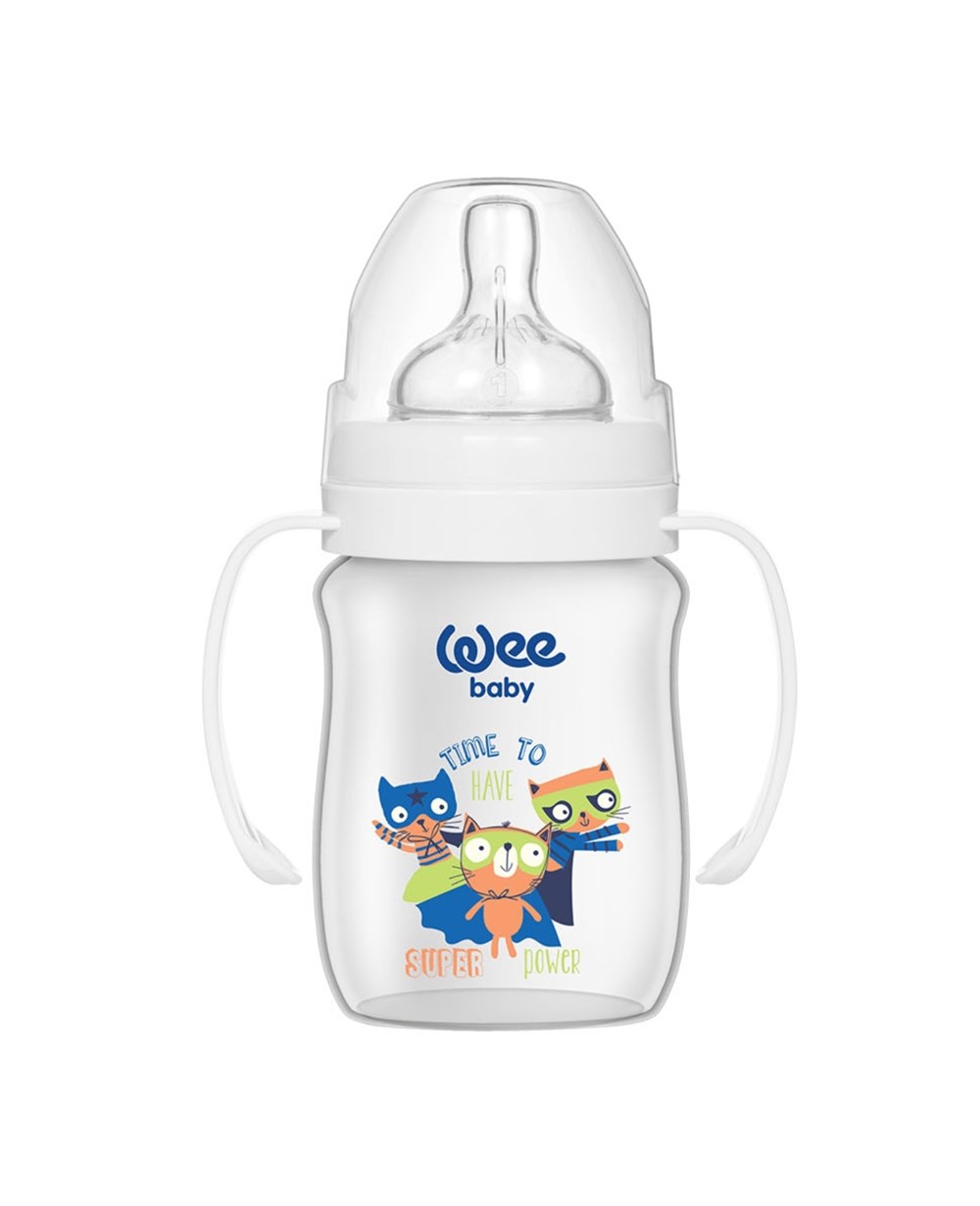Biberon, WEE BABY, Wee Baby Klasik Plus Geniş Ağızlı Kulplu PP Biberon 150 ml 137 Beyaz