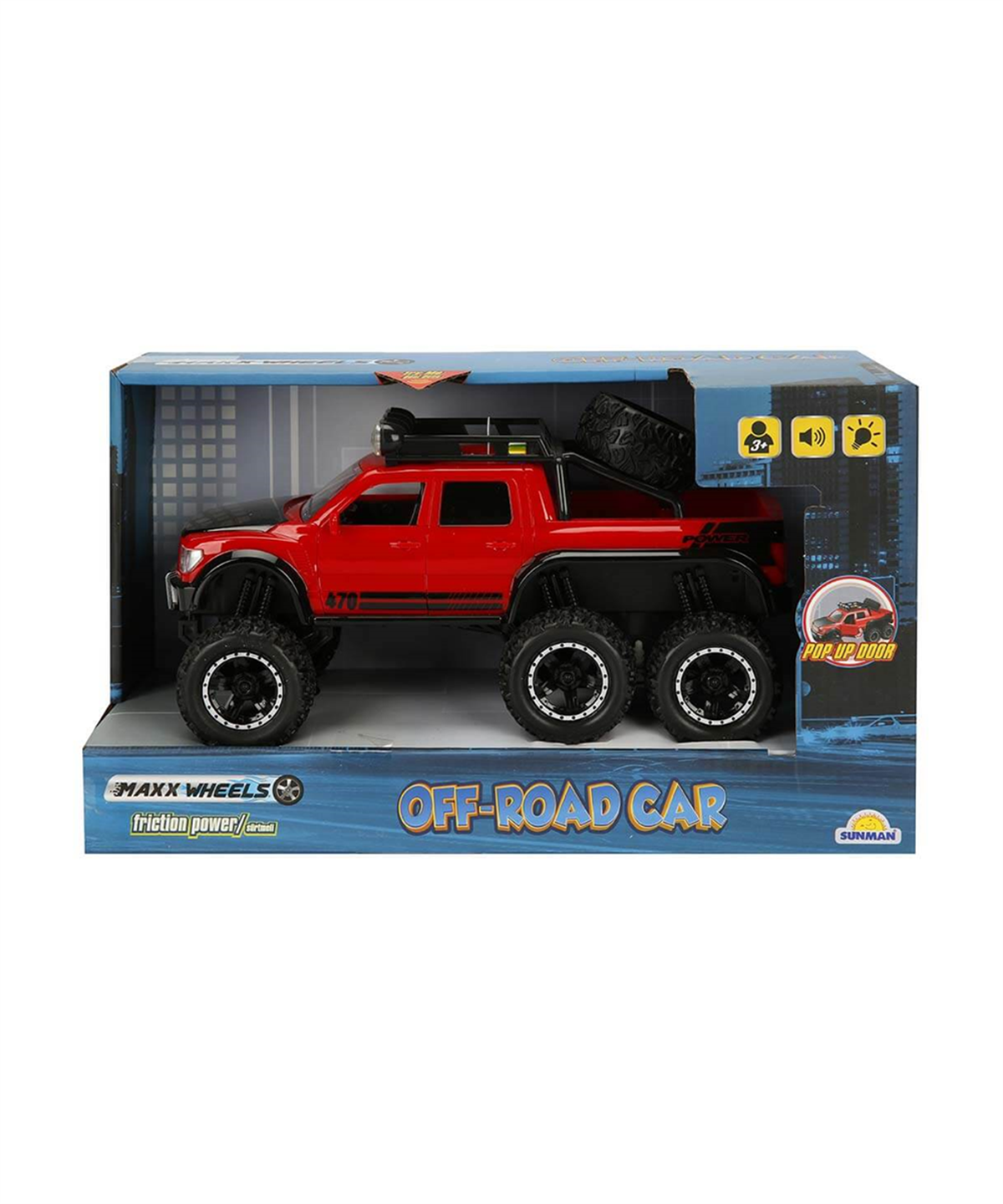 Breadcrumbut, Sunman, 1:16 Maxx Wheels Sesli ve Işıklı Off Road Arabalar 25 cm 35399 Kırmızı