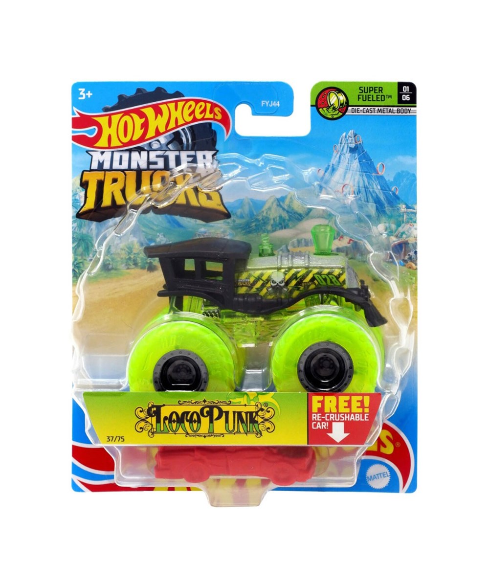 Breadcrumbut, Hot Wheels, 1:64 Hot Wheels Monster Trucks Araba FYJ44 GWK09 LOCO PUNK