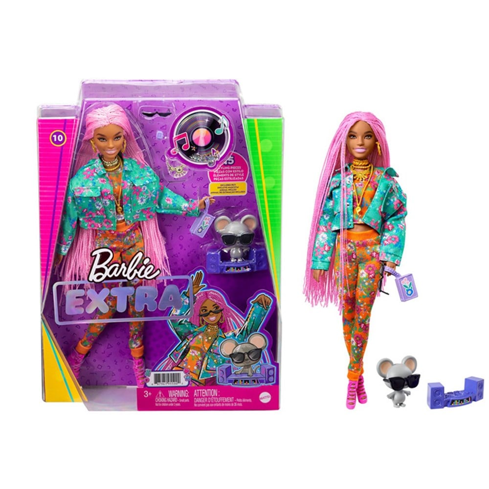 Breadcrumbut, Barbie, Barbie Extra Pembe Örgü Saçlı Bebek GXF09