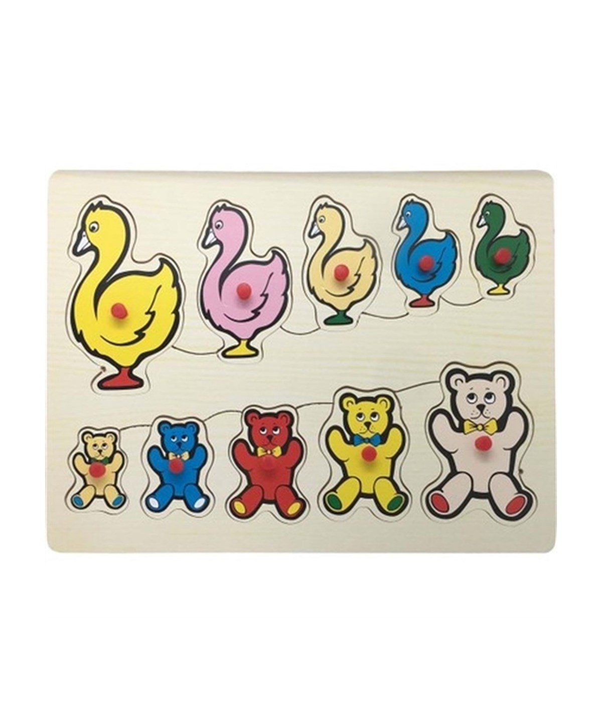 Breadcrumbut, BuBu, Bubu Ahşap Bul-Tak Puzzle Boyutlar Ap0076 Ördek ve Ayı