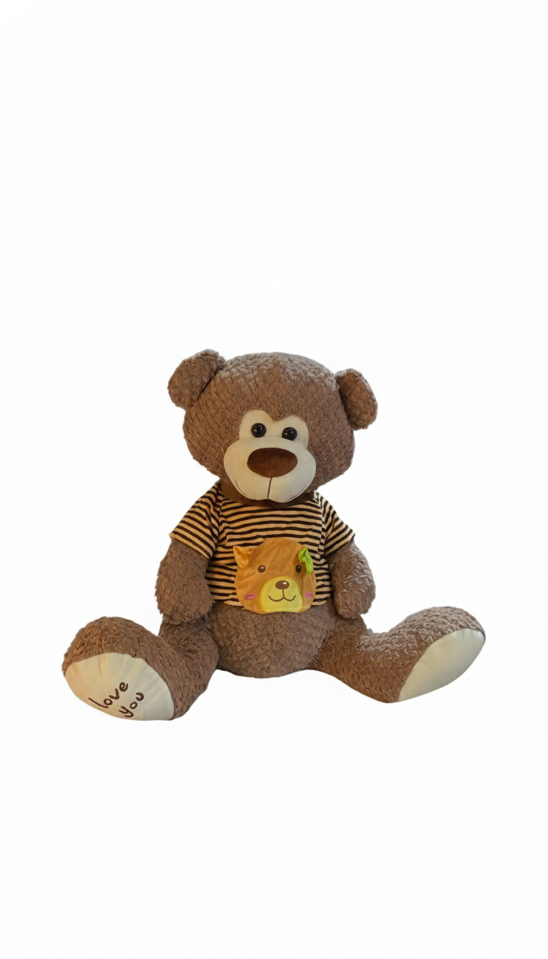 Breadcrumbut, Sunman, Çizgili Tişörtlü Peluş Ayı 60 cm Kahverengi