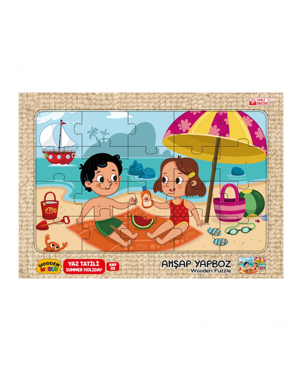 Breadcrumbut, Kumtoys, Kumtoys RDK5330 Ahşap Yapboz 24x34 53305 Yaz Tatili KAY-05