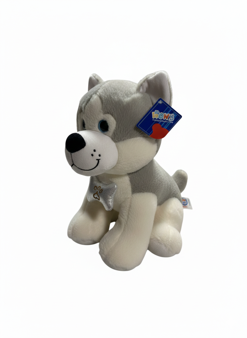 Breadcrumbut, Sunman, Sesli Peluş Köpek 35 cm Beyaz Gri