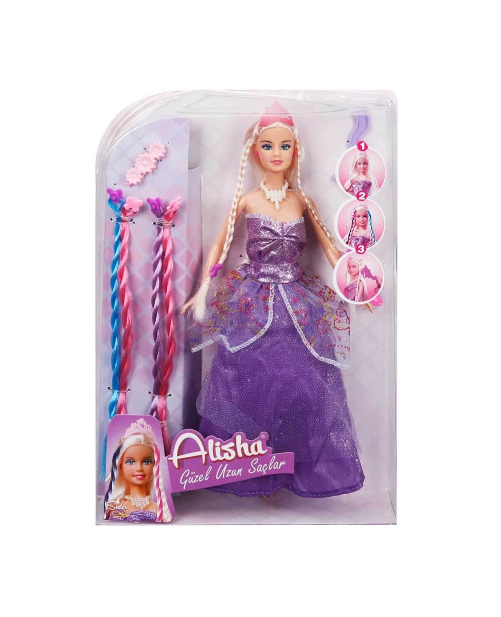 Breadcrumbut, Sunman, SUN-RST-SIS-MNK.BBK.SET ALISHA PRENSES UZUN SAÇLI YDK.SAÇ/AKS.29CM.2R.