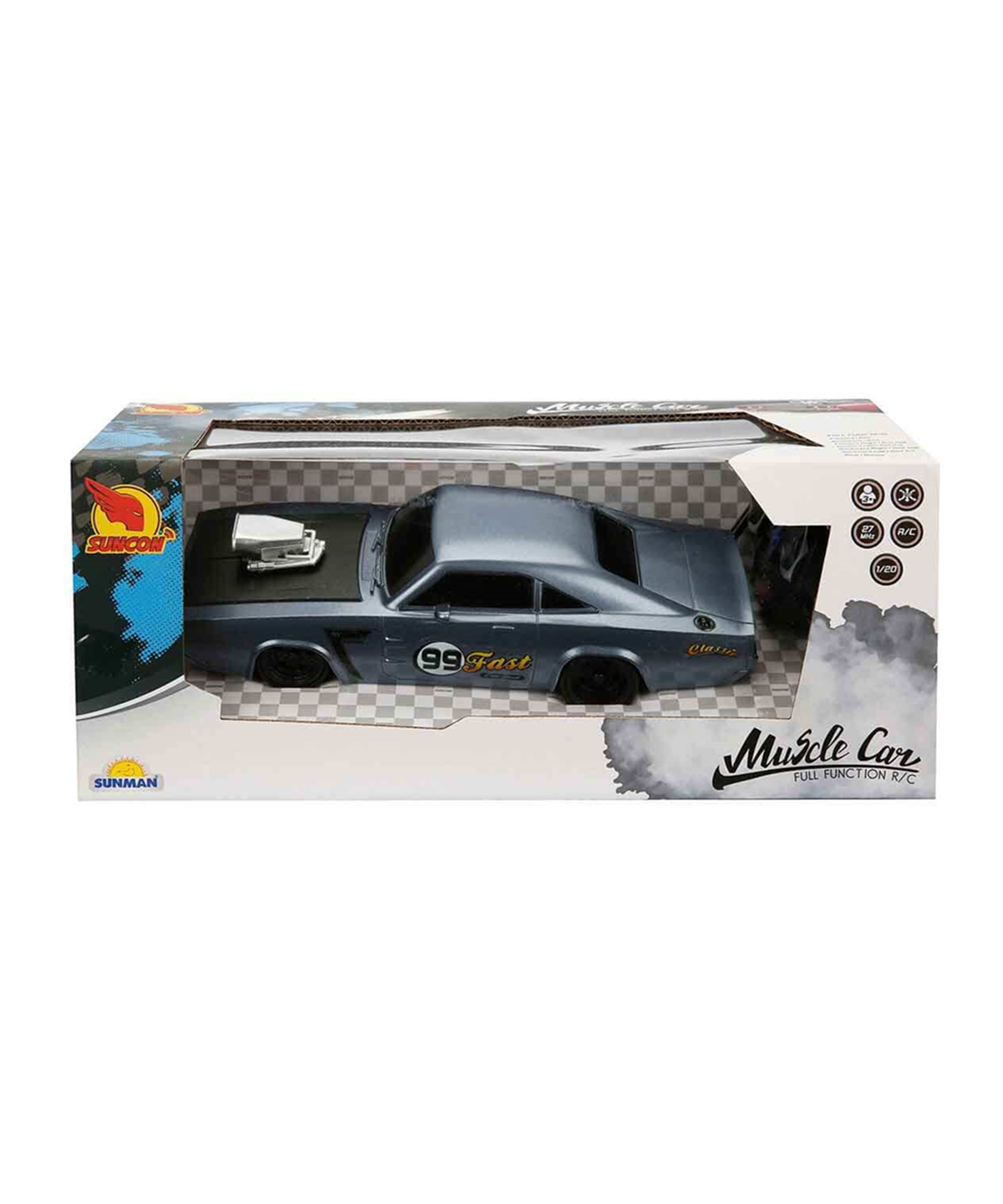 Breadcrumbut, Sunman, Suncon 1:20 Muscle Uzaktan Kumandalı Araba 20 cm 25413 Gri 99 Fast