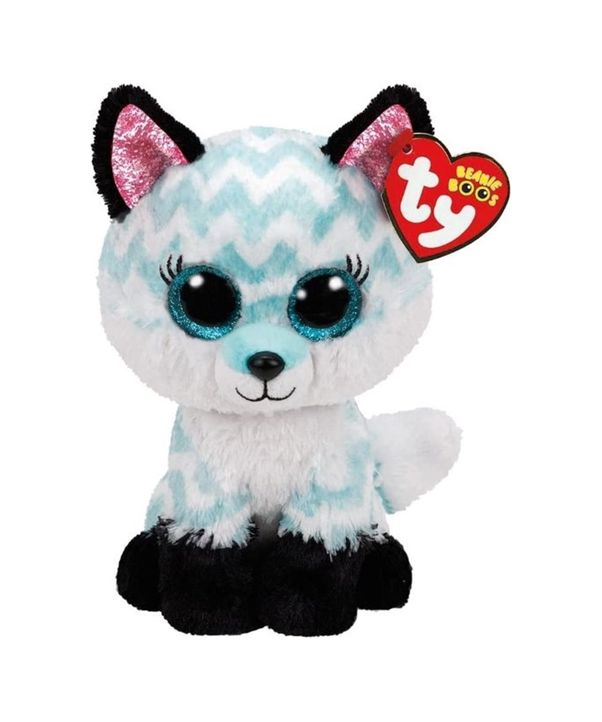 Breadcrumbut, TY, Ty Beanie Boo Atlas Aqua Chevron Tilki 15 cm