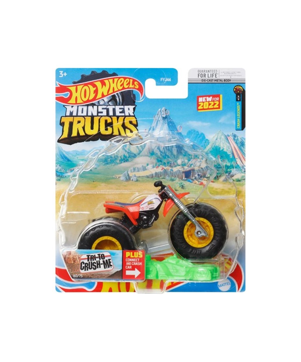 Çek-Bırak ve Sürmeli Arabalar, Hot Wheels, 1:64 Hot Wheels Monster Trucks Araba FYJ44 HCP37 Tri To Crush Me