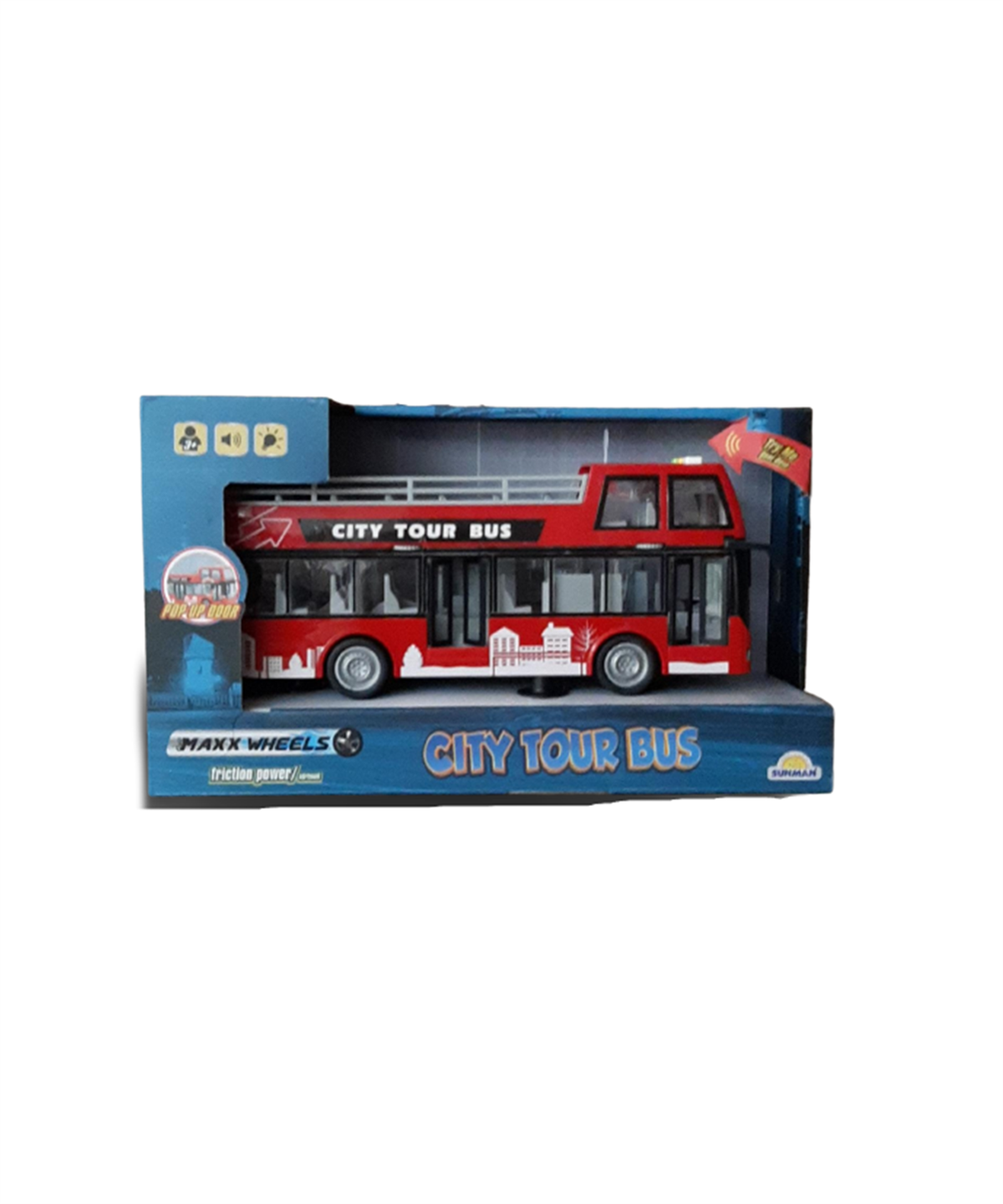 Çek-Bırak ve Sürmeli Arabalar, Sunman, Maxx Wheels Sesli ve Işıklı Tur Otobüsü 35382 Kırmızı