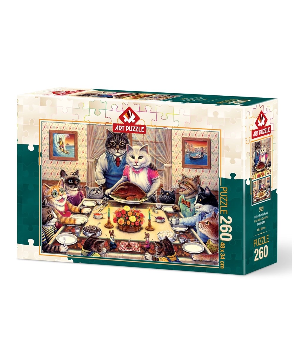 Çocuk Puzzle, ART PUZZLE, Art Puzzle Kedi Ailesi Ziyafette 260 Parça Puzzle 5025