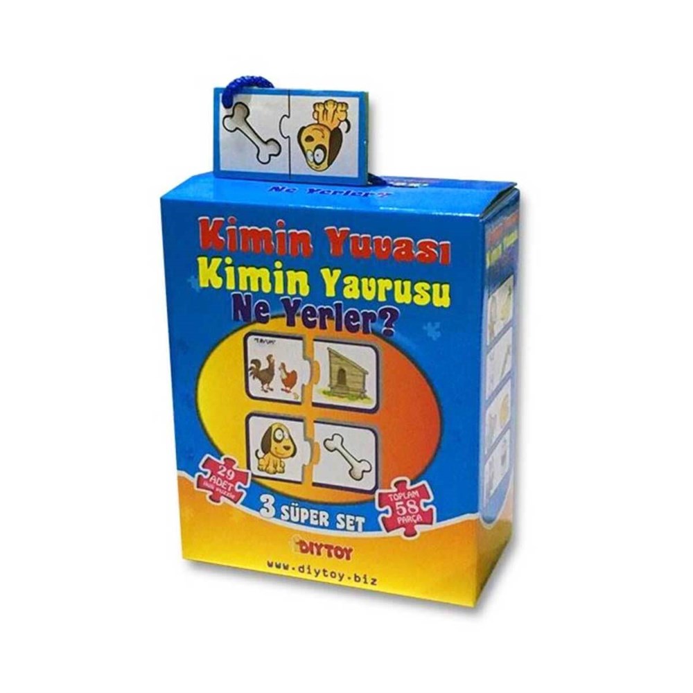 Çocuk Puzzle, Dıytoy, Dıytoy Kimin Yuvası Kimin Yavrusu Ne Yerler Puzzle Tamamlama Kartları