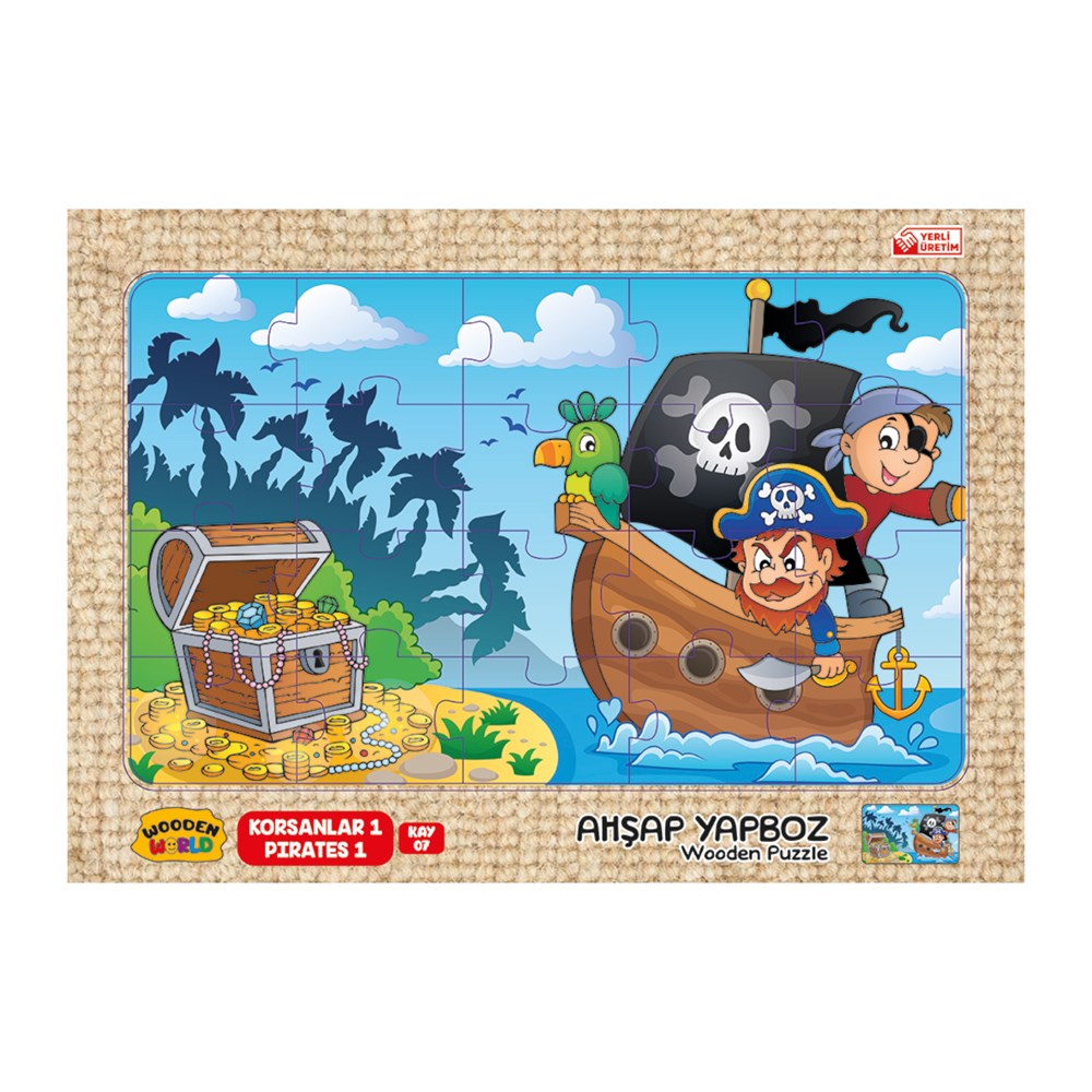 Çocuk Puzzle, Kumtoys, Kumtoys RDK5330 Ahşap Yapboz 24x34 53305 Korsan Hazinesi KAY-07