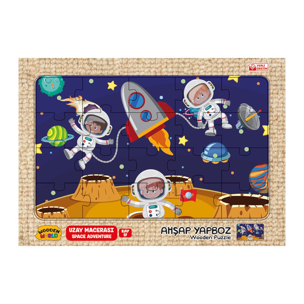 Çocuk Puzzle, Kumtoys, Kumtoys RDK5330 Ahşap Yapboz 24x34 53305 Uzay Macerası KAY-17