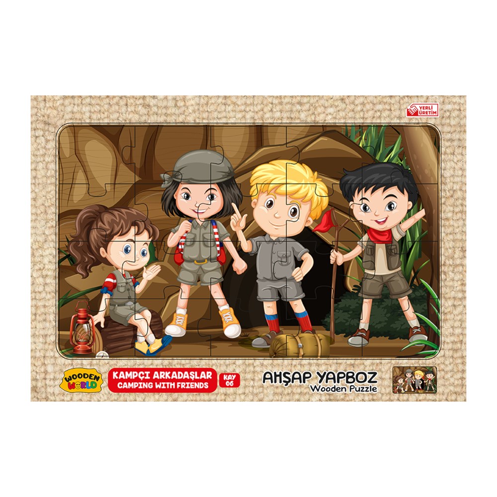 Çocuk Puzzle, Kumtoys, Kumtoys RDK5330 Ahşap Yapboz 24x34 53305 Kampçı Arkadaşlar KAY-06