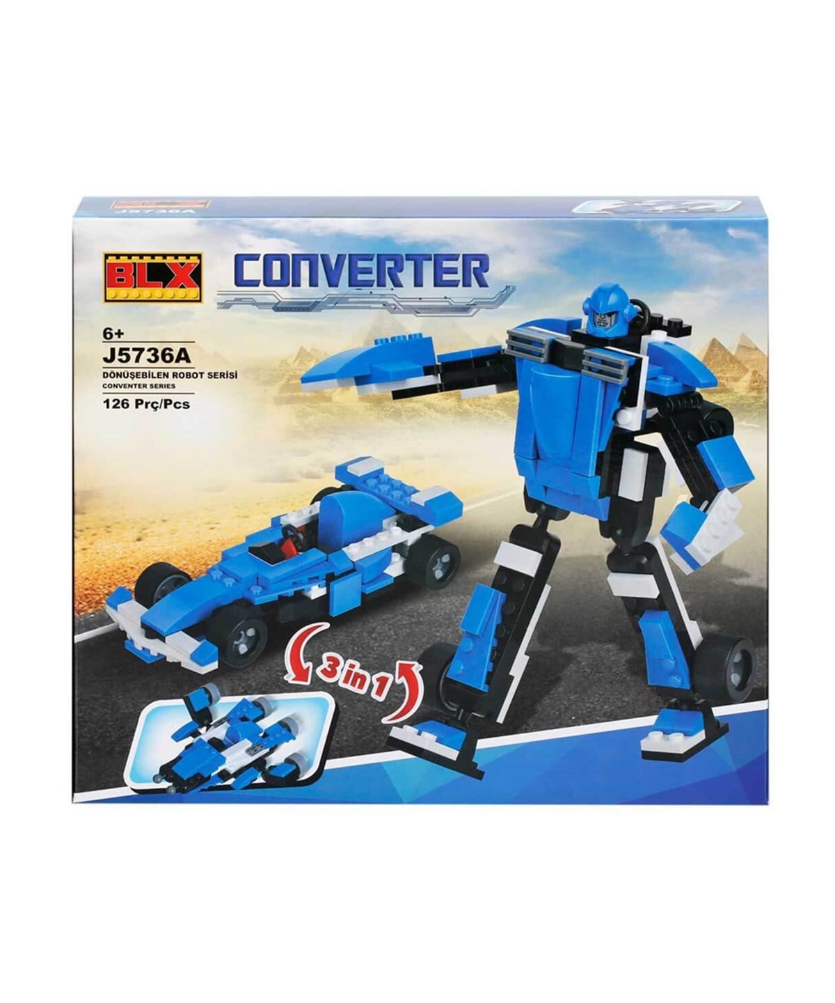 Diğer Lego Setleri, Sunman, BLX J5735A Converter Robota Dönüşen Araç 21212 Mavi Robot 126 Parça Lego