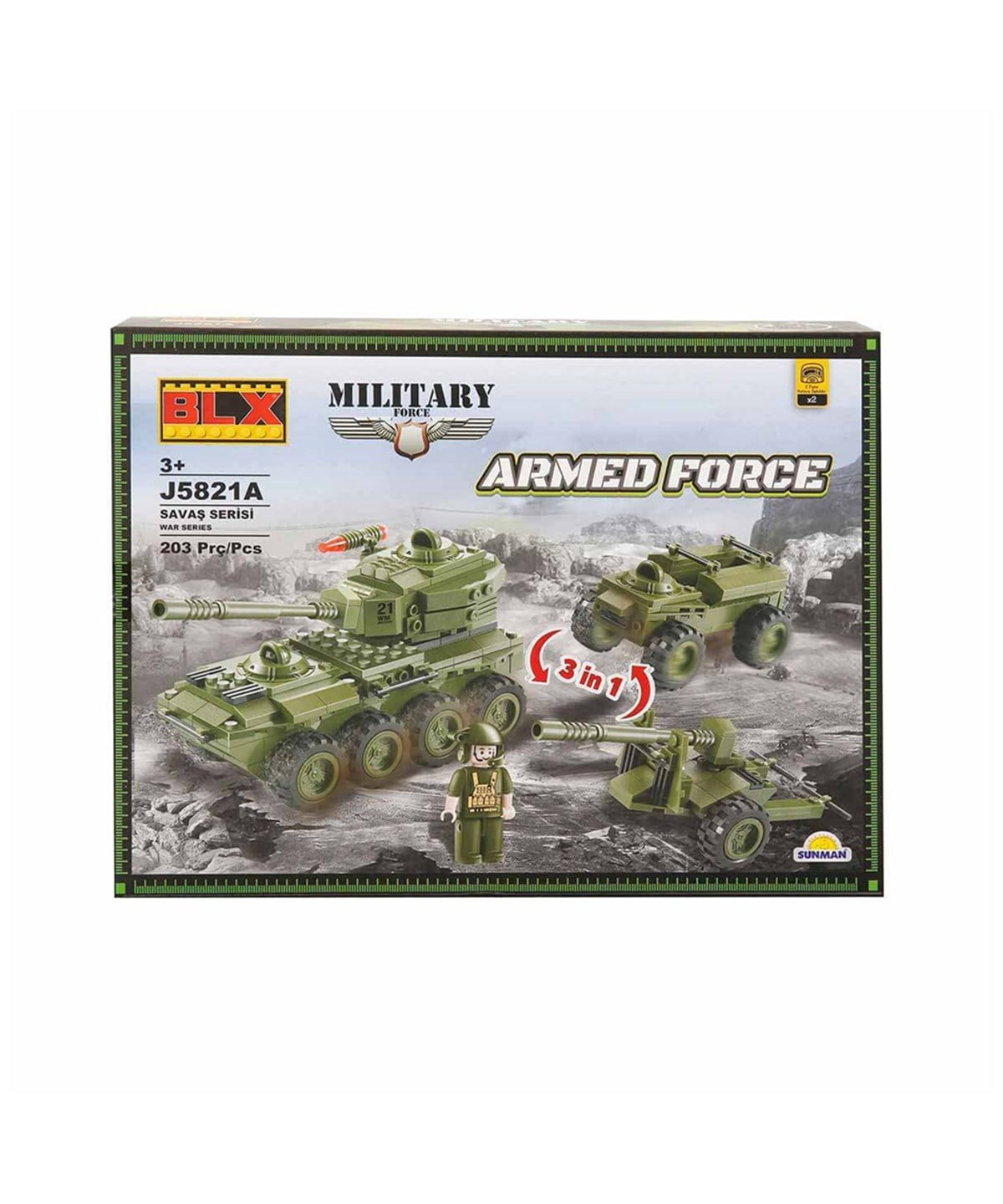 Diğer Lego Setleri, Sunman, BLX Military Force Askeri Tank 203 Parça Lego Seti J5821A