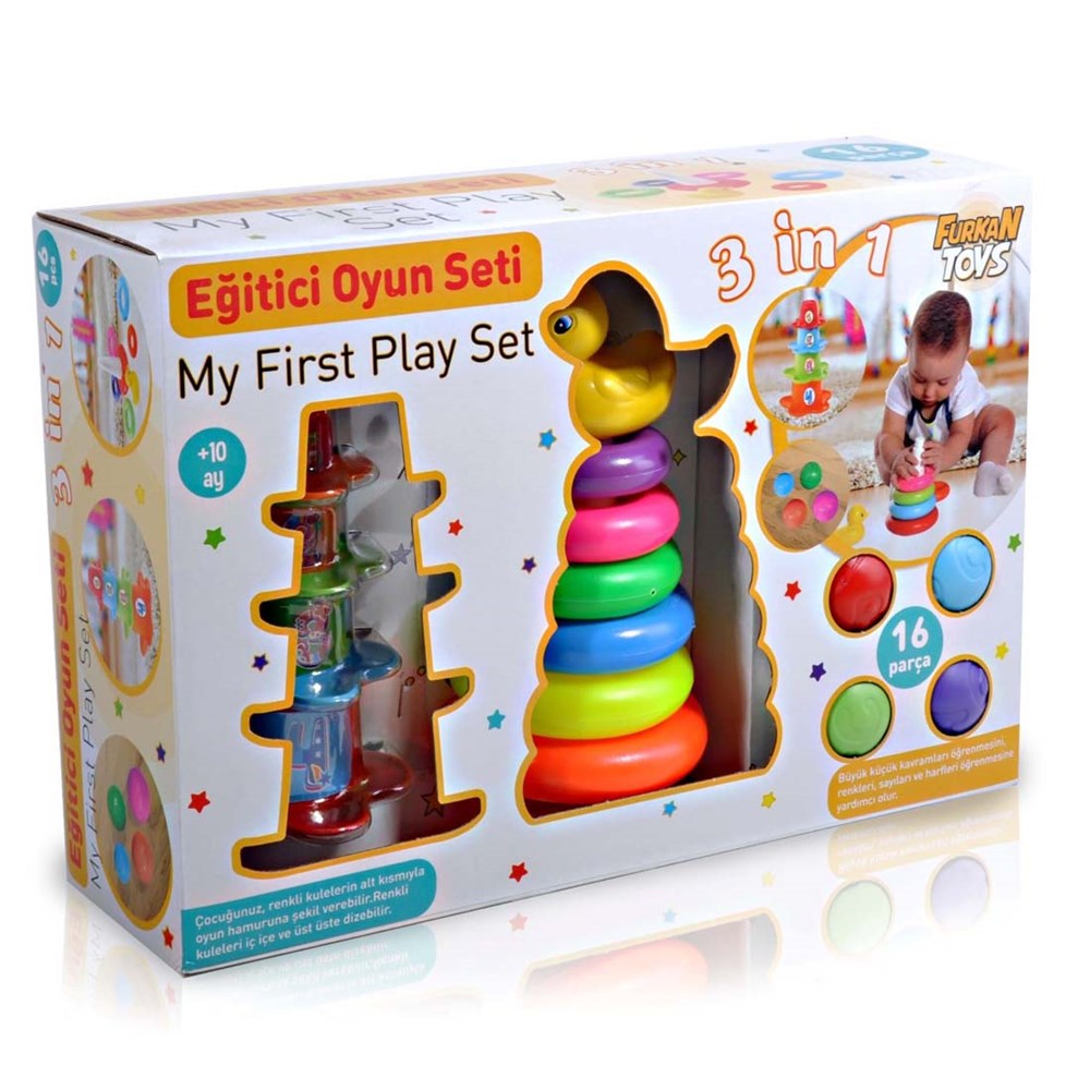 Eğitici Bebek Oyuncakları, Furkan Toys, 3 Oyuncak Bir Arada Eğitici Oyun Seti 16 Parça FR55382