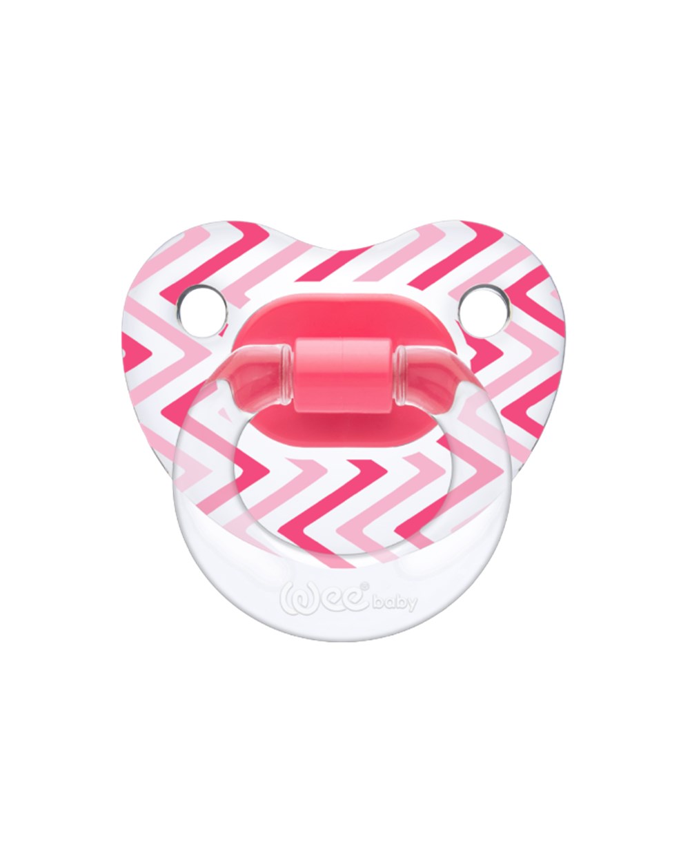 Emzik, WEE BABY, Wee Baby Şeffaf Desenli Damaklı Emzik No:3 18+Ay 838 Pembe