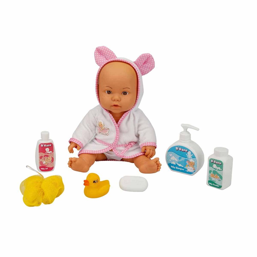 Et Bebekler, Sunman, Bebelou Banyo Zamanı Aksesuarlı Bebek Oyun Seti 35cm Konuşan Bebek 23877 Pembe