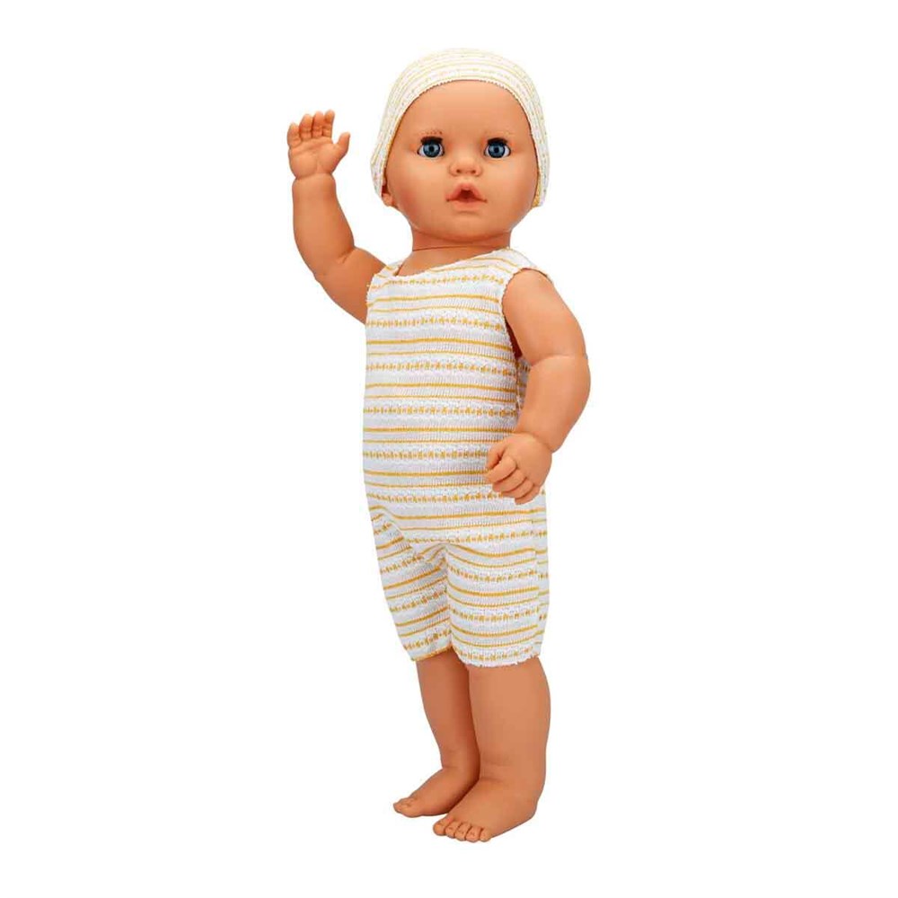 Et Bebekler, Sunman, Boubou Saçsız Et Bebek 60cm 8 Sesli 25062 Sarı Çizgili Tulum