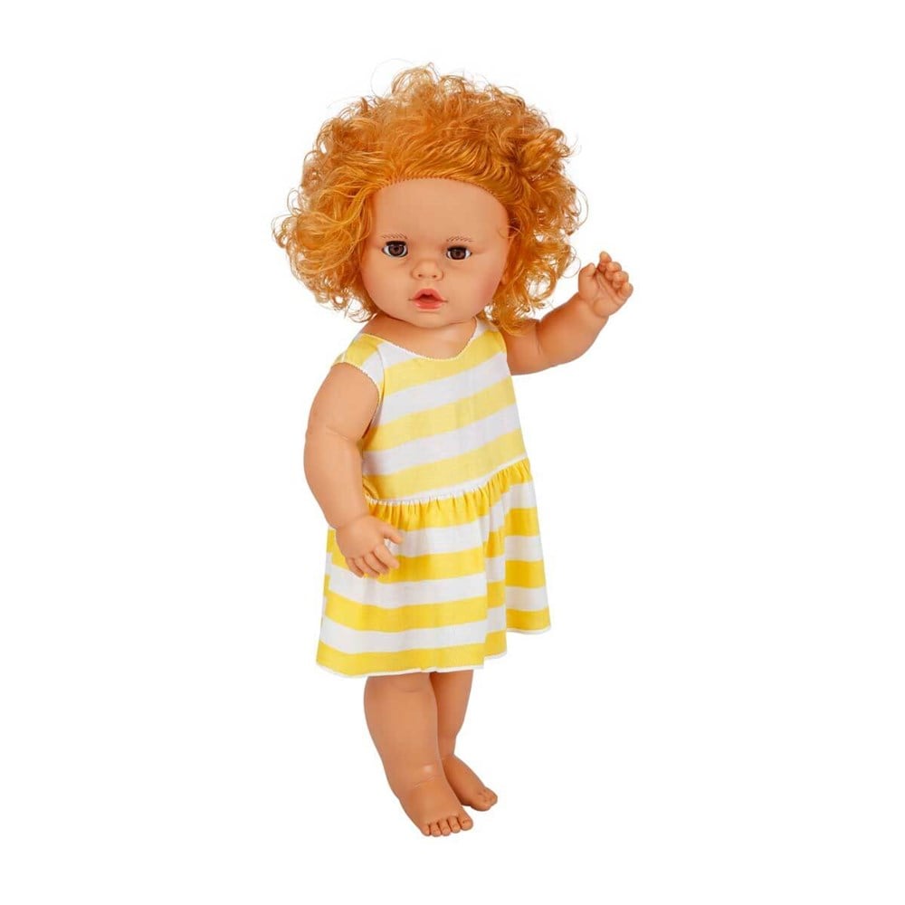 Et Bebekler, Sunman, Boubou Türkçe Konuşan Elbiseli Bebeğim 60 cm. Beyaz-Sarı Çizgili Elbise 24379