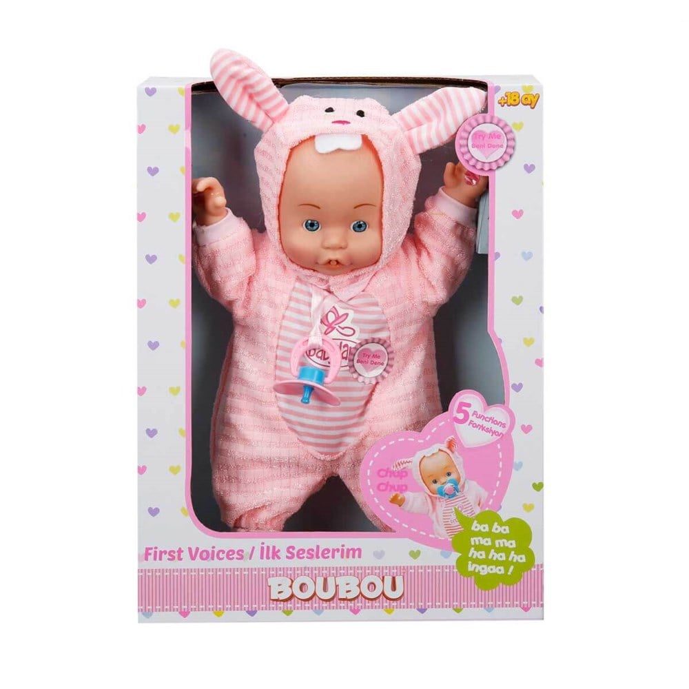 Et Bebekler, Sunman, Hayvan Kostümlü Emzikli Bebek 5 Fonksiyonlu 12260 Pembe